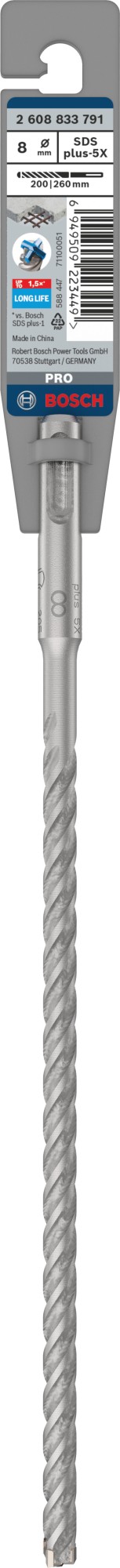 Broca para martillo PRO SDS plus-5X, 8 x 200 x 260 mm