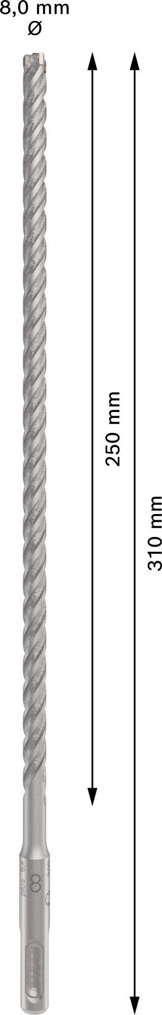 Broca para martillo PRO SDS plus-5X, 8 x 250 x 310 mm