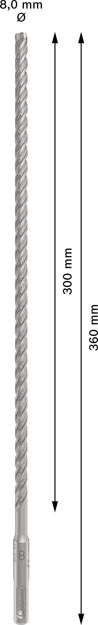 Broca para martillo PRO SDS plus-5X, 8 x 300 x 360 mm