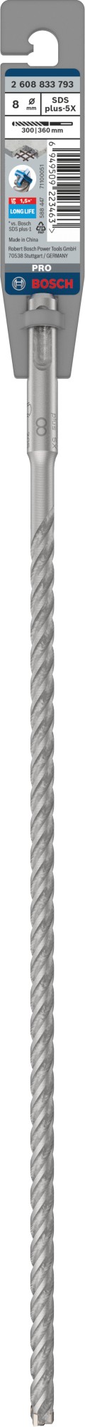 Broca para martillo PRO SDS plus-5X, 8 x 300 x 360 mm