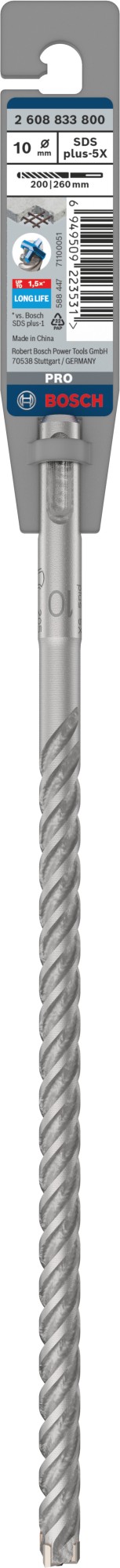 Broca para martillo PRO SDS plus-5X, 10 x 200 x 260 mm