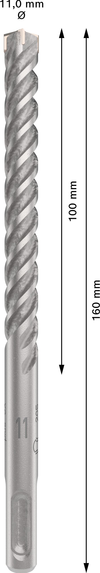 Broca para martillo PRO SDS plus-5X, 11 x 100 x 160 mm