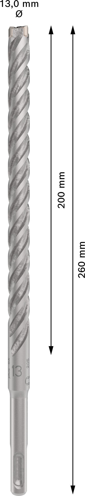 Broca para martillo PRO SDS plus-5X, 13 x 200 x 260 mm