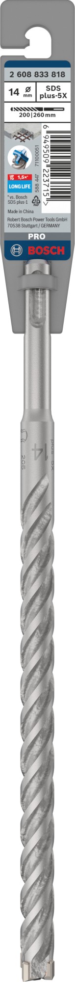 Broca para martillo PRO SDS plus-5X, 14 x 200 x 260 mm