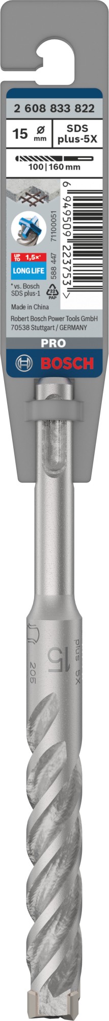 Broca para martillo PRO SDS plus-5X, 15 x 100 x 160 mm