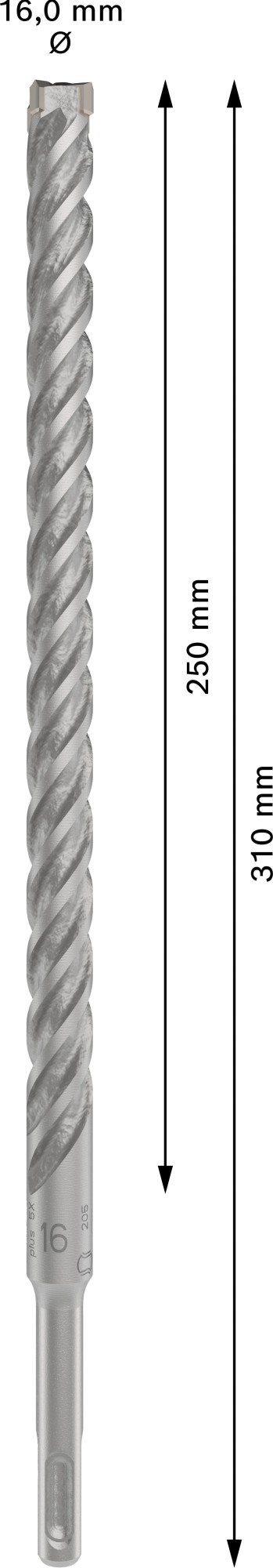 Broca para martillo PRO SDS plus-5X, 16 x 250 x 310 mm