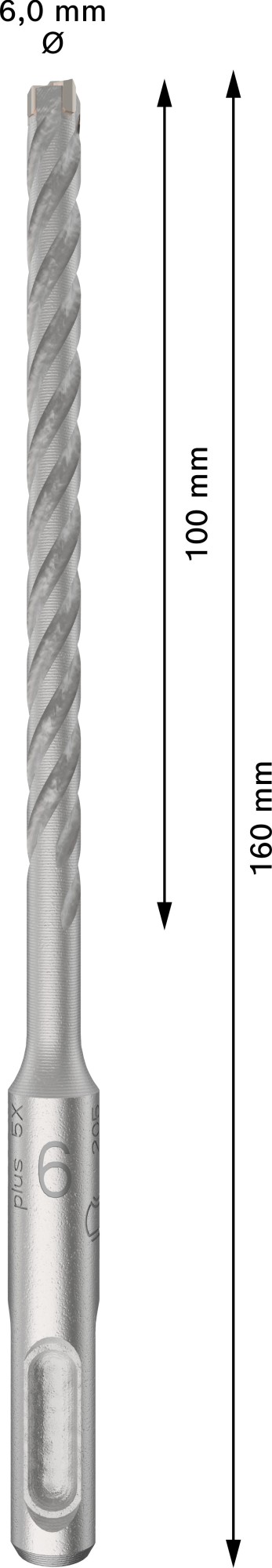 Broca para martillo PRO SDS plus-5X, 6 x 100 x 160 mm, 10 uds.
