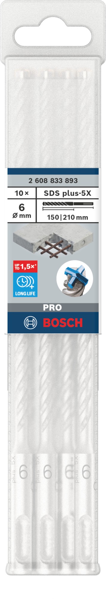 Broca para martillo PRO SDS plus-5X, 6 x 150 x 210 mm, 10 uds.