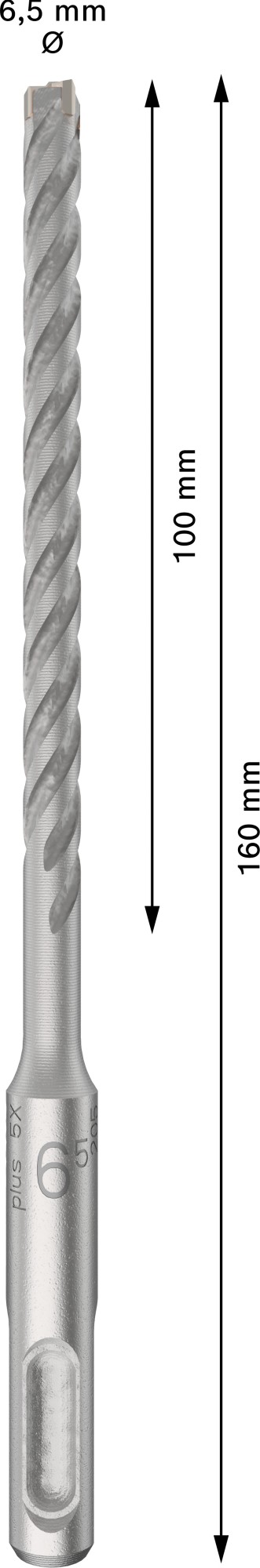 Broca para martillo PRO SDS plus-5X, 6,5 x 100 x 160 mm, 10 uds.
