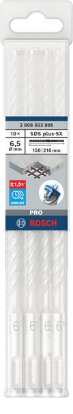 Broca para martillo PRO SDS plus-5X, 6,5 x 150 x 210 mm, 10 uds.