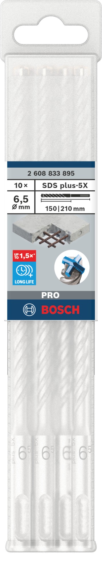 Broca para martillo PRO SDS plus-5X, 6,5 x 150 x 210 mm, 10 uds.