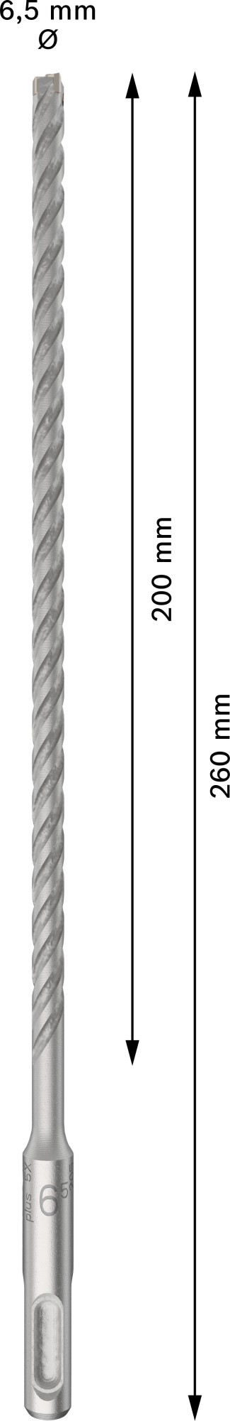 Broca para martillo PRO SDS plus-5X, 6,5 x 200 x 260 mm, 10 uds.