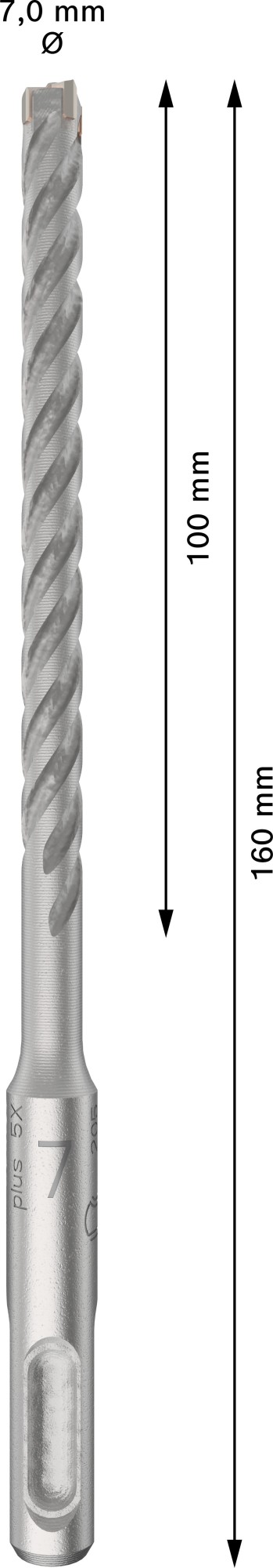 Broca para martillo PRO SDS plus-5X, 7 x 100 x 160 mm, 10 uds.