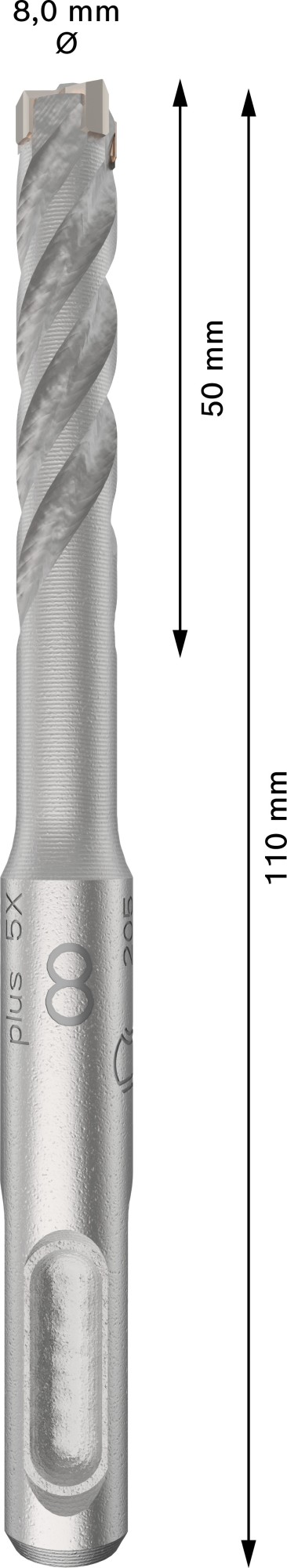 Broca para martillo PRO SDS plus-5X, 8 x 50 x 110 mm, 10 uds.