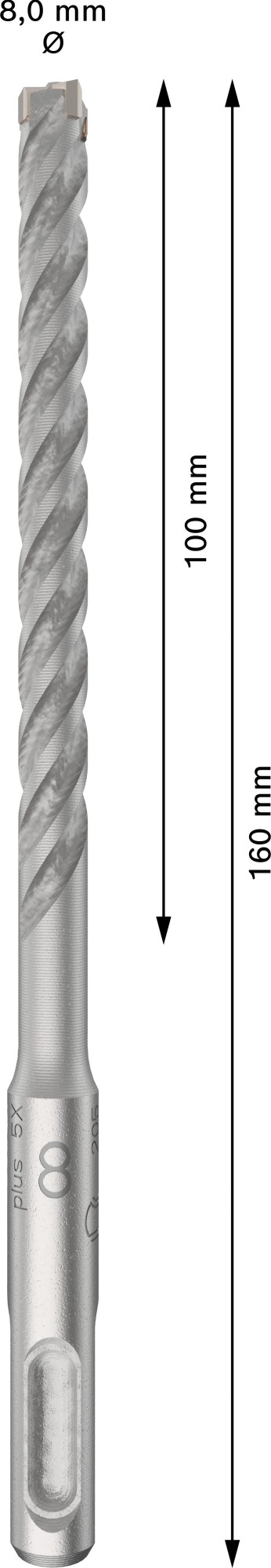Broca para martillo PRO SDS plus-5X, 8 x 100 x 160 mm, 10 uds.