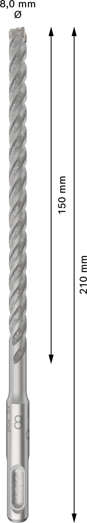 Broca para martillo PRO SDS plus-5X, 8 x 150 x 210 mm, 10 uds.