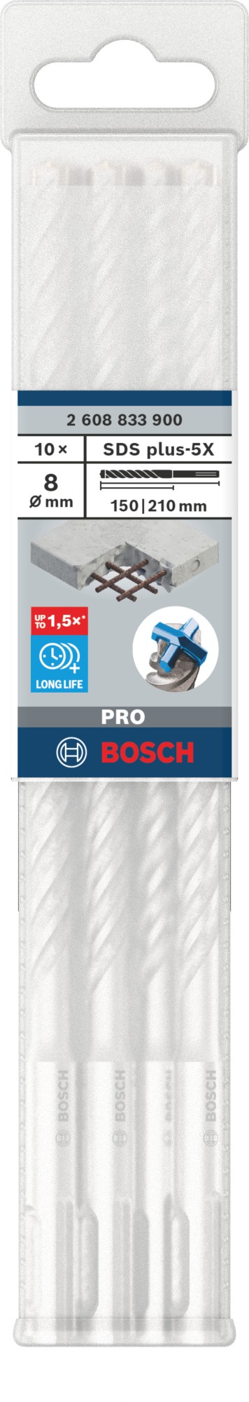 Broca para martillo PRO SDS plus-5X, 8 x 150 x 210 mm, 10 uds.