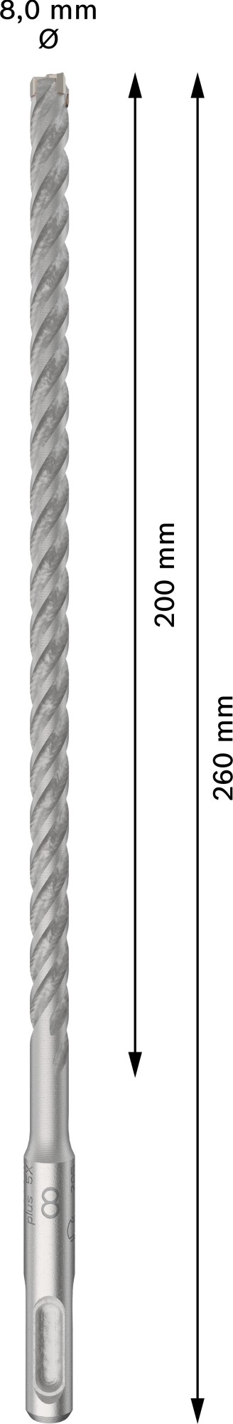 Broca para martillo PRO SDS plus-5X, 8 x 200 x 260 mm, 10 uds.