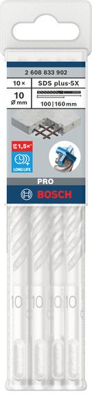 Broca para martillo PRO SDS plus-5X, 10 x 100 x 160 mm, 10 uds.
