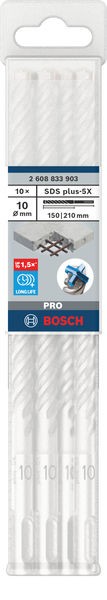 Broca para martillo PRO SDS plus-5X, 10 x 150 x 210 mm, 10 uds.