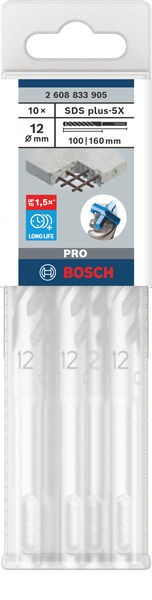 Broca para martillo PRO SDS plus-5X, 12 x 100 x 160 mm, 10 uds.