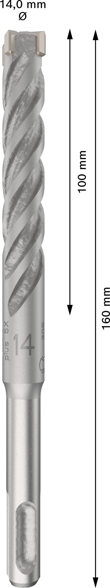 Broca para martillo PRO SDS plus-5X, 14 x 100 x 160 mm, 10 uds.