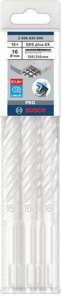 Broca para martillo PRO SDS plus-5X, 16 x 150 x 210 mm, 10 uds.