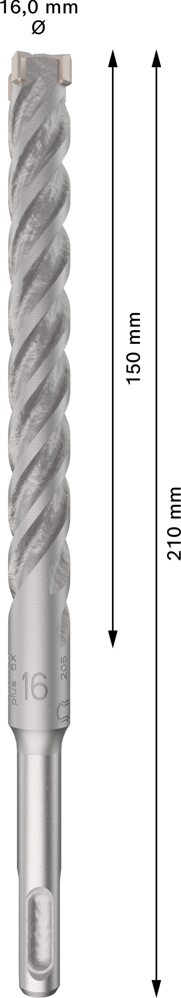 Broca para martillo PRO SDS plus-5X, 16 x 150 x 210 mm, 10 uds.
