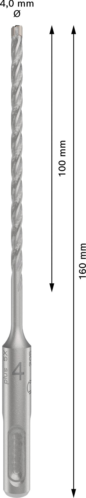 Broca para martillo PRO SDS plus-5X, 4 x 100 x 160 mm