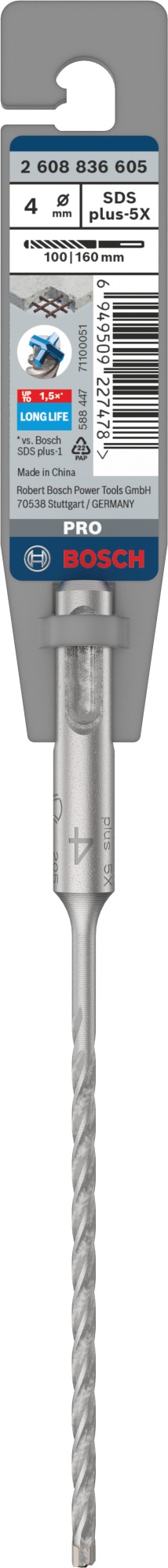 Broca para martillo PRO SDS plus-5X, 4 x 100 x 160 mm
