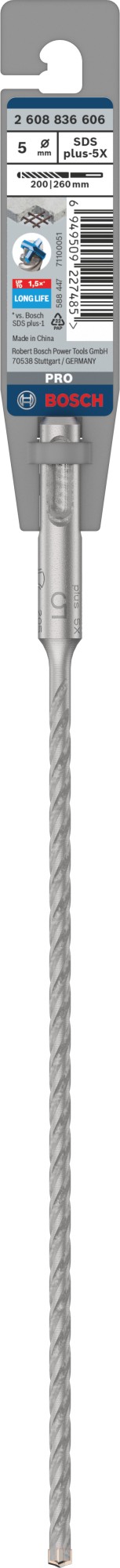 Broca para martillo PRO SDS plus-5X, 5 x 200 x 260 mm