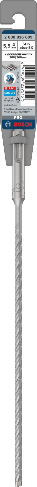 Broca para martillo PRO SDS plus-5X, 5,5 x 200 x 260 mm