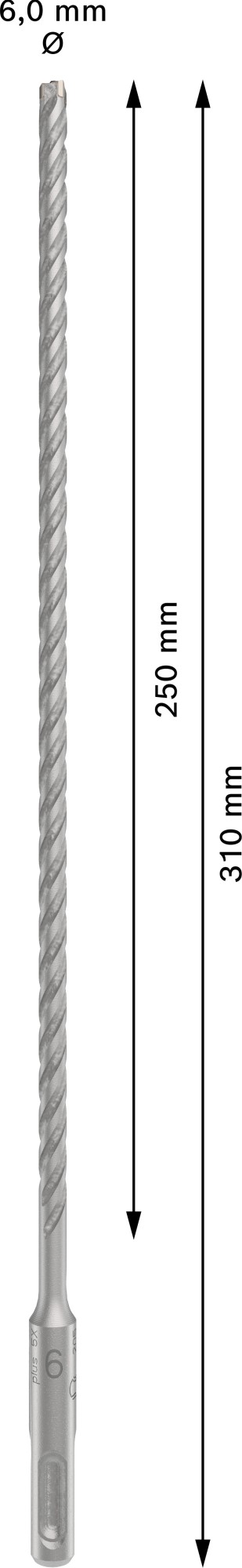 Broca para martillo PRO SDS plus-5X, 6 x 250 x 310 mm