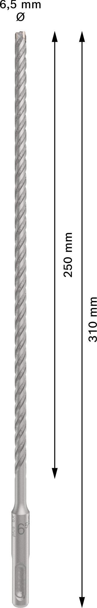 Broca para martillo PRO SDS plus-5X, 6,5 x 250 x 310 mm