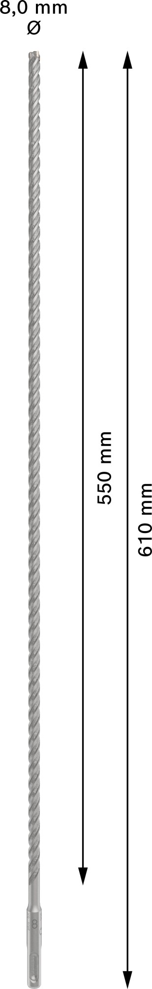 Broca para martillo PRO SDS plus-5X, 8 x 550 x 610 mm