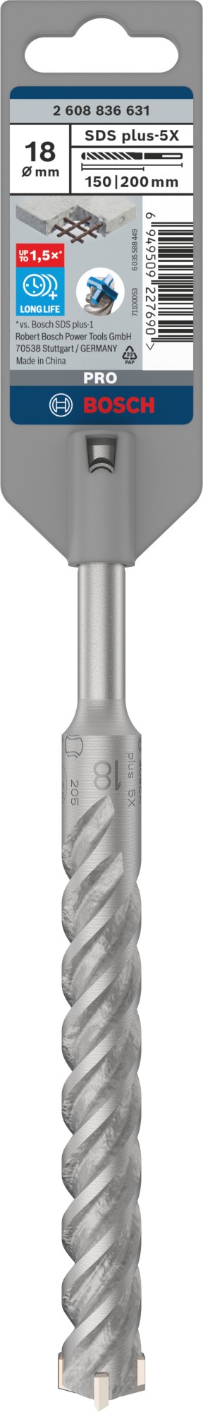 Broca para martillo PRO SDS plus-5X, 18 x 150 x 200 mm