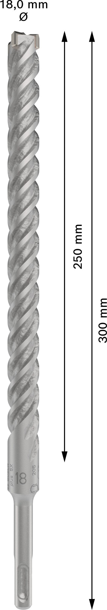 Broca para martillo PRO SDS plus-5X, 18 x 250 x 300 mm