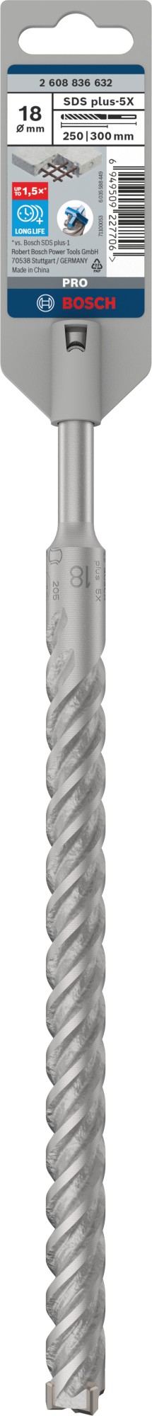 Broca para martillo PRO SDS plus-5X, 18 x 250 x 300 mm