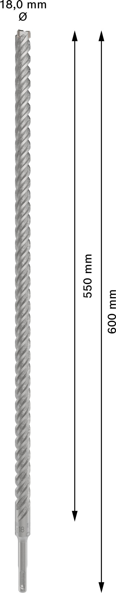 Broca para martillo PRO SDS plus-5X, 18 x 550 x 600 mm