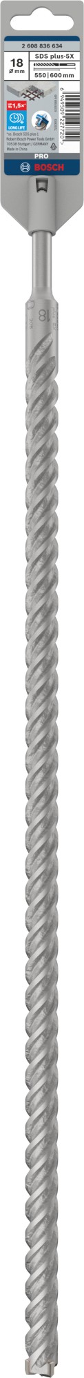 Broca para martillo PRO SDS plus-5X, 18 x 550 x 600 mm