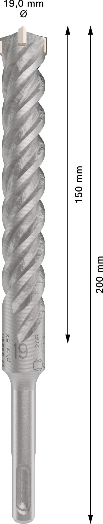 Broca para martillo PRO SDS plus-5X, 19 x 150 x 200 mm