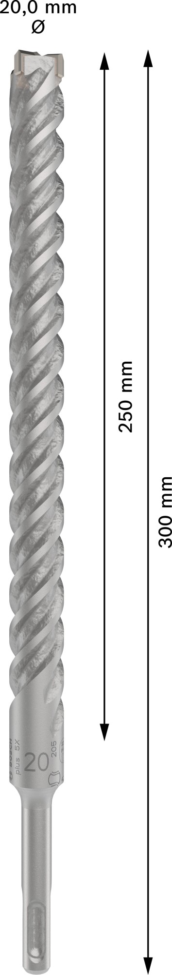 Broca para martillo PRO SDS plus-5X, 20 x 250 x 300 mm