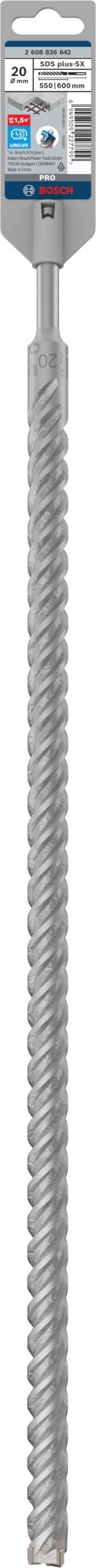 Broca para martillo PRO SDS plus-5X, 20 x 550 x 600 mm