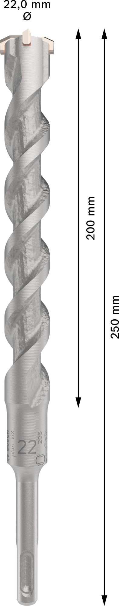 Broca para martillo PRO SDS plus-5X, 22 x 200 x 250 mm