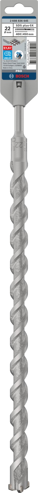 Broca para martillo PRO SDS plus-5X, 22 x 400 x 450 mm