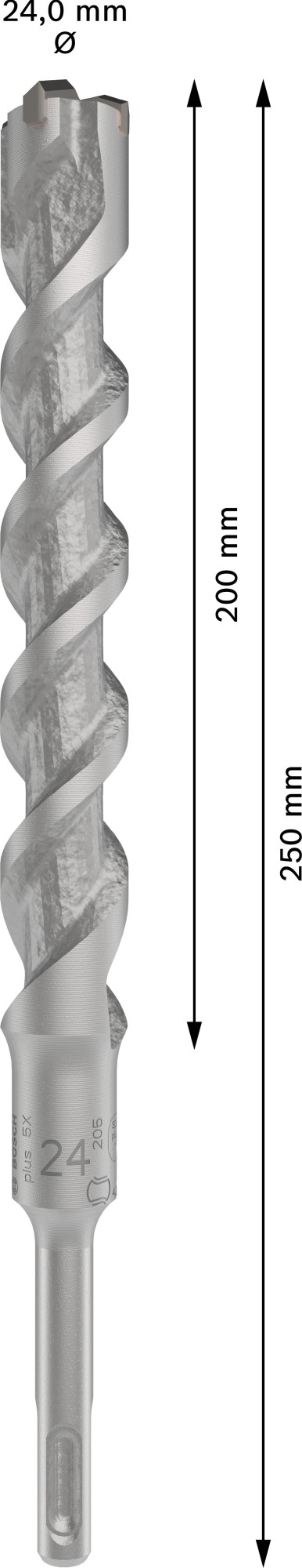 Broca para martillo PRO SDS plus-5X, 24 x 200 x 250 mm