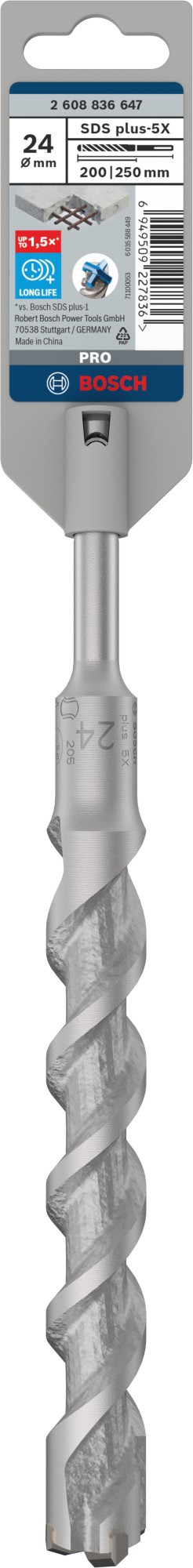 Broca para martillo PRO SDS plus-5X, 24 x 200 x 250 mm
