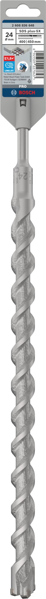 Broca para martillo PRO SDS plus-5X, 24 x 400 x 450 mm