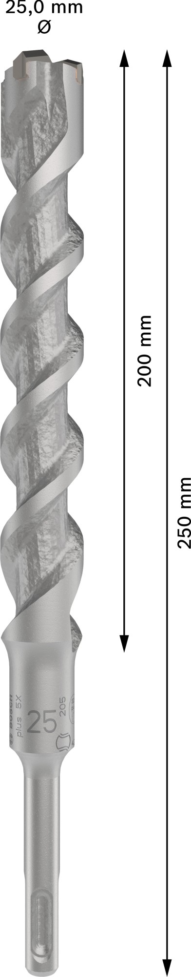 Broca para martillo PRO SDS plus-5X, 25 x 200 x 250 mm