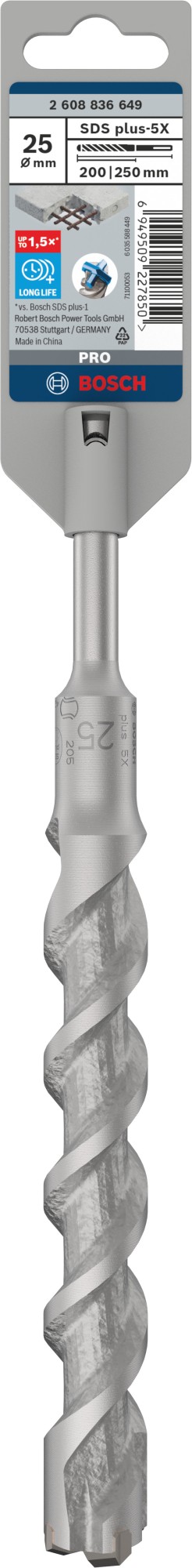 Broca para martillo PRO SDS plus-5X, 25 x 200 x 250 mm